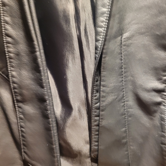 Faux leather jacket.  With material on arms. Very cute - Picture 7 of 12